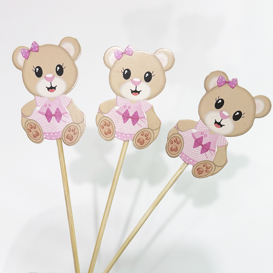 Adorno de pastel de oso nuevo de Amazon transfronterizo, tema animal, adorno de postre para fiesta de carnaval