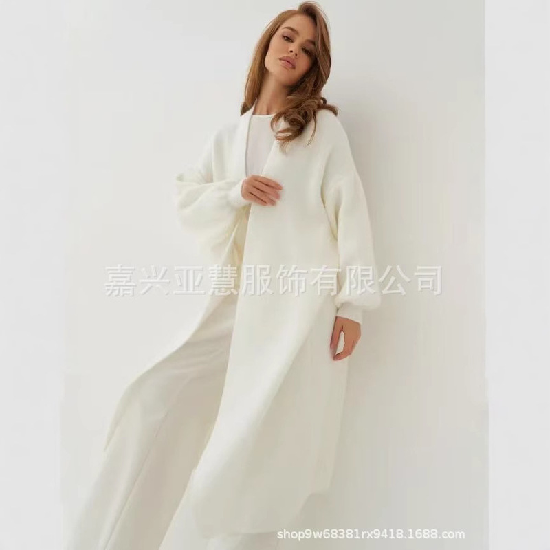 Lazy Style Sweater Jacket for Women, Spring and Autumn Temperament, Versatile New Hot Style, Thickened High-End Mid-Length Knitted Cardigan