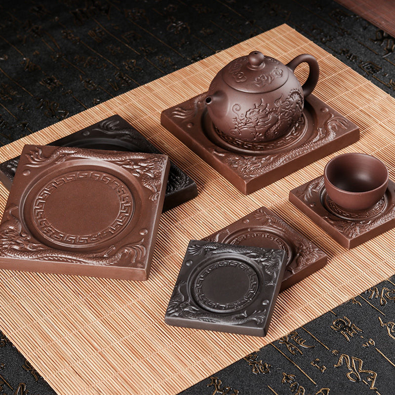 Boccaro cup Coaster Yixing Shuanglong Cinnabar Pot mat Pot mat Saucer Kungfu Online tea set Tea ceremony