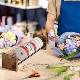跨境木质丝带架壁挂式丝带卷轴架家用DIY手工彩带架墙面展示架