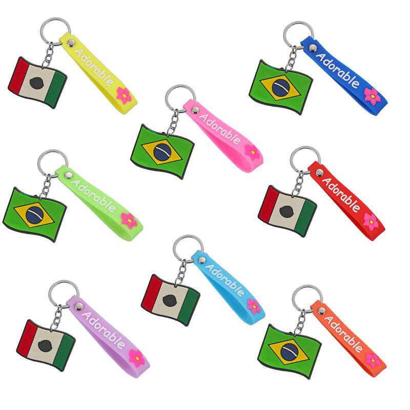 Foreign Flag Series Soft Rubber Key Chain temu Car Keychain Hanging Decoration Creative Small Gift PVC Soft Rubber Key