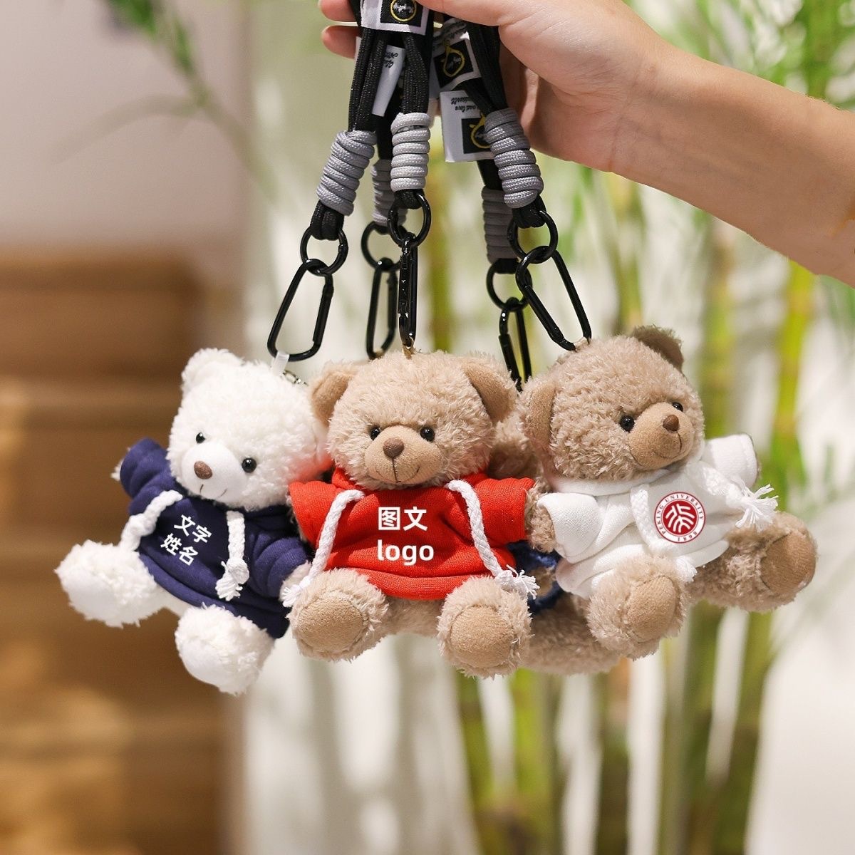 Suéter osos muñecos bolsos colgantes bolsos llaveros muñecas juguetes de peluche regalos de actividad logotipo imprimible