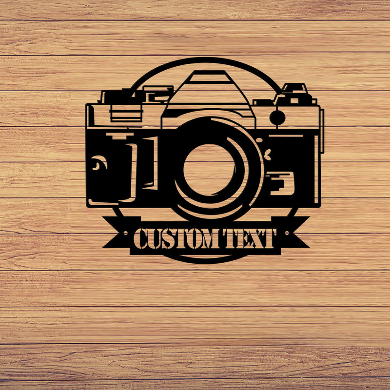 New Model Camera Silhouette Creative Photography Studio Door Sign Pendant Wall-Mounted Metal Decorative Plaque Craft