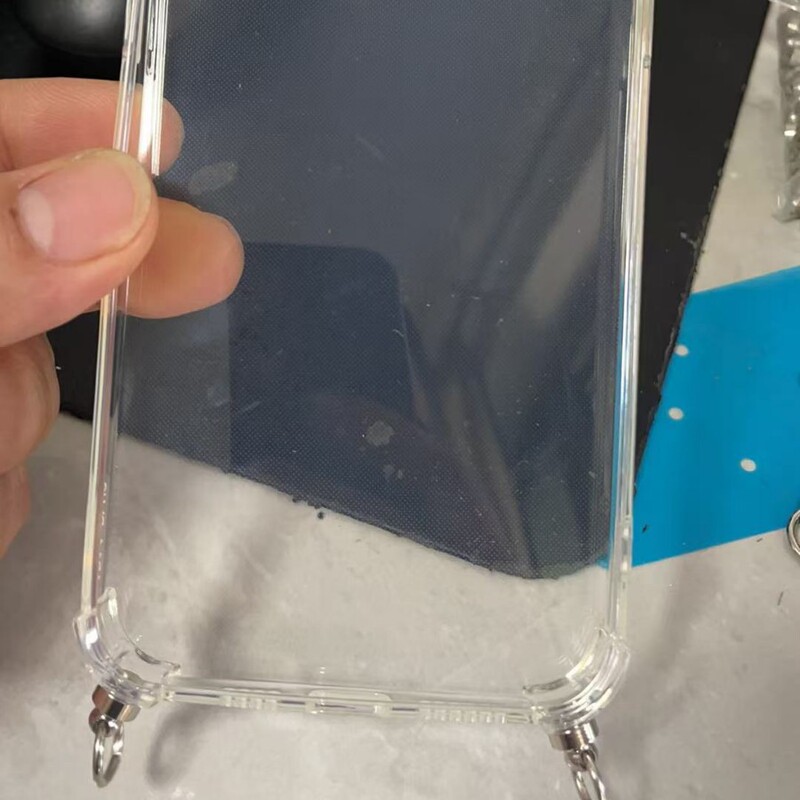 Simple Transparent Apple 14 Phone Case iPhone13 Drop-Resistant 12 Four Corner Lanyard Crossbody XSMAX Refreshing Xr