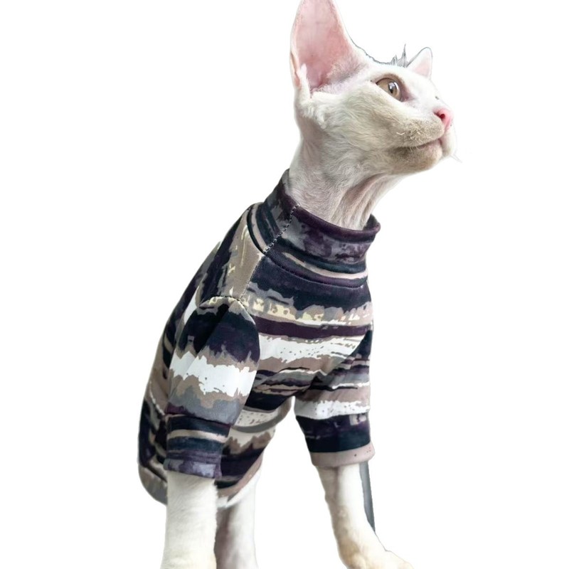 宠物服装新款猫咪穿无毛猫德文猫斯芬克斯短袖两脚衣合身版型热销|undefined