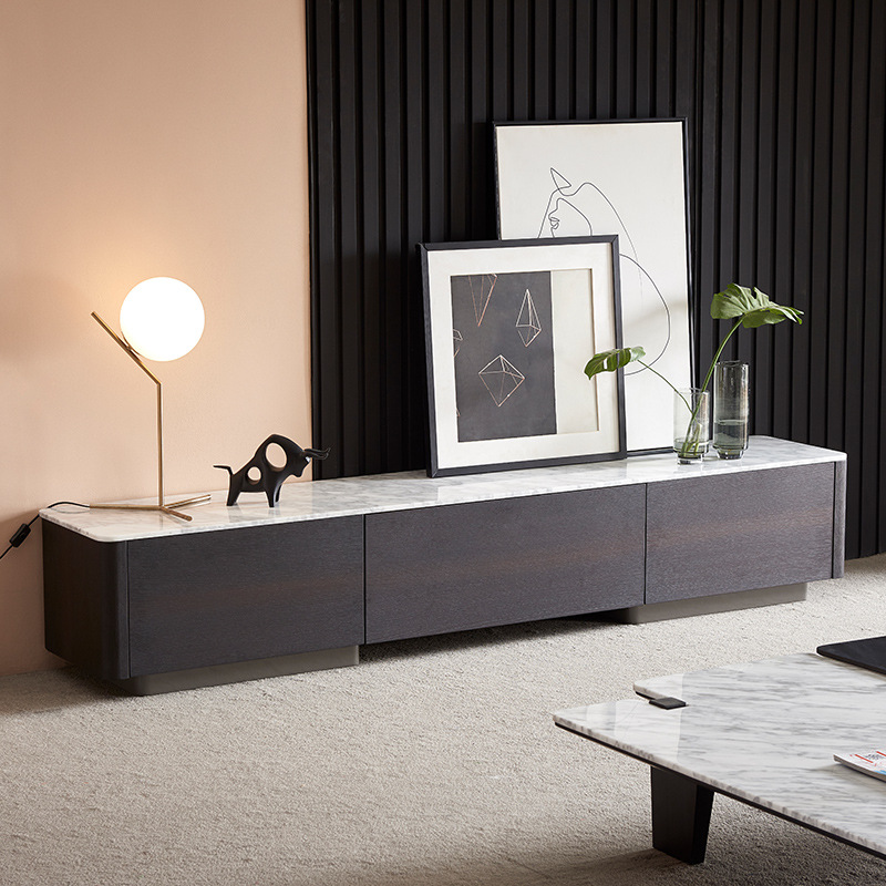Mugu Light Luxury Marble Tv Cabinet Coffee Table Set for Living Room 2024 New Model High-End Small Apartment Floor Cabinet and Platform