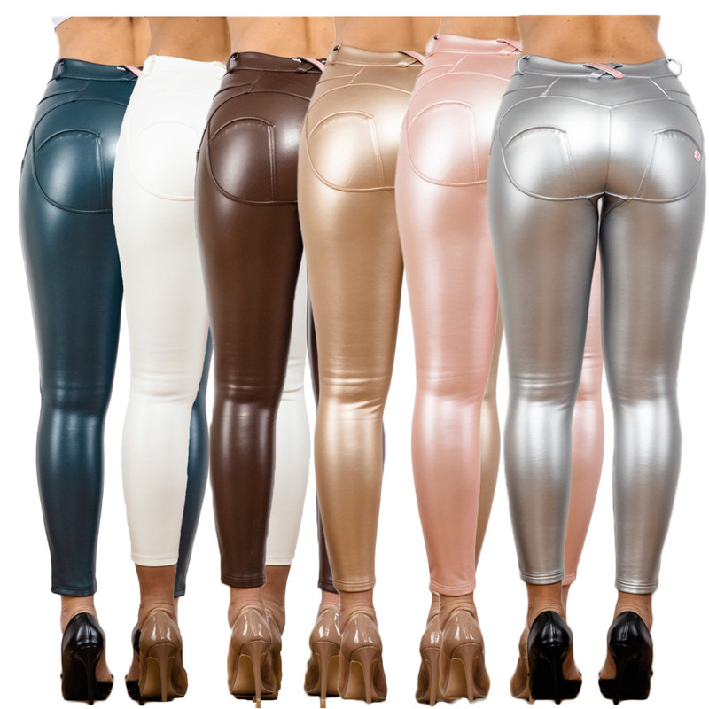 Shascullfites Metallic Tight-Fitting Shaping Butt-Lifting Pants Pu Leather Pants European and American Popular White Mid-Waist Leather Pants Shascullfites Metallic Tight-Fitting Shaping Butt-Lifting Pants Pu Leather Pants European and American Popular White Mid-Waist Leather Pants