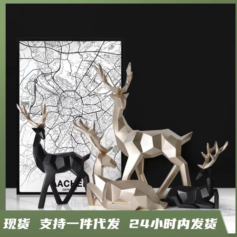Venta al por mayor transfronteriza hogar afortunado ciervos artesanía de resina TV gabinete regalo decoración del hogar sala de estar Decoración