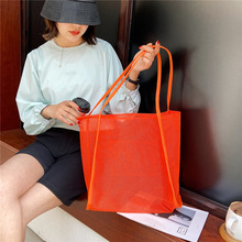 新款ins透明网纱手提包个性潮流女士单肩包 时尚轻便大容量购物袋