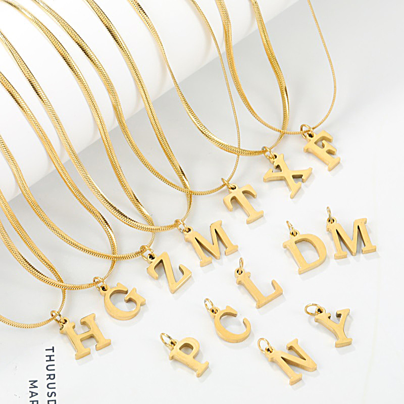 Fashion Letter Titanium Steel Gold Plated Necklace