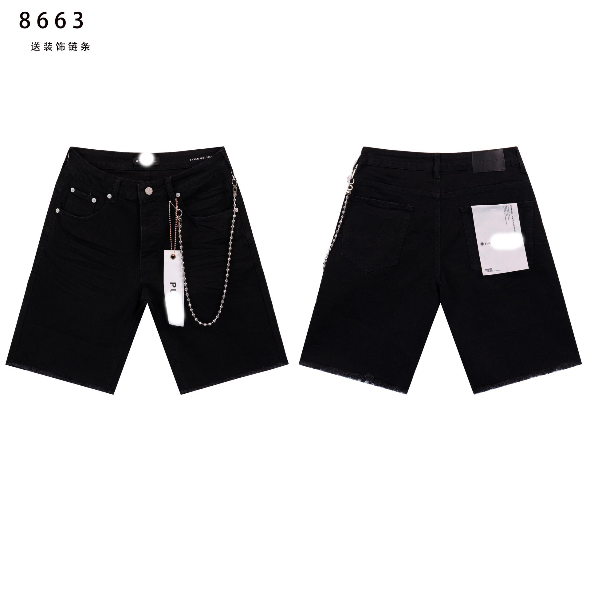 Marca de moda transfronteriza JB purple verano rectas vaqueros lavados de agua para hacer viejos agujeros vaqueros de hombre pantalones cortos de caño purple