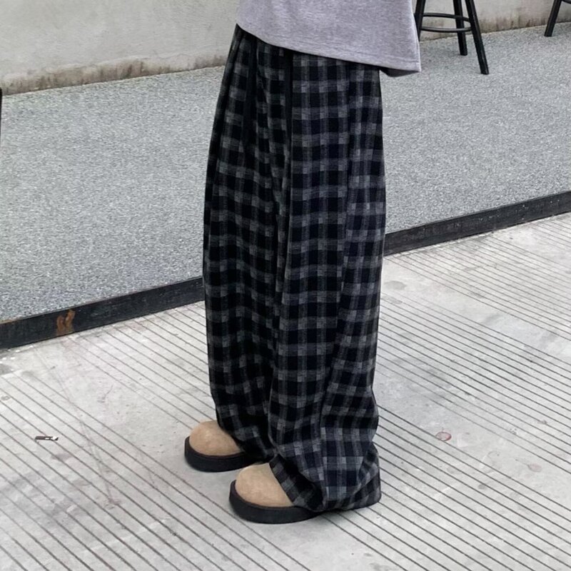 Heavyweight American-Style Brushed Plaid Wide-Leg Drape Straight-Leg Plus-Size Casual Pants Men's Lazy Style Sports Trousers Heavyweight American-Style Brushed Plaid Wide-Leg Drape Straight-Leg Plus-Size Casual Pants Men's Lazy Style Sports Trousers
