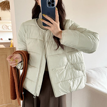 外贸羽绒棉服女2025冬季新款时尚圆领宽松小香风保暖轻薄短款外套