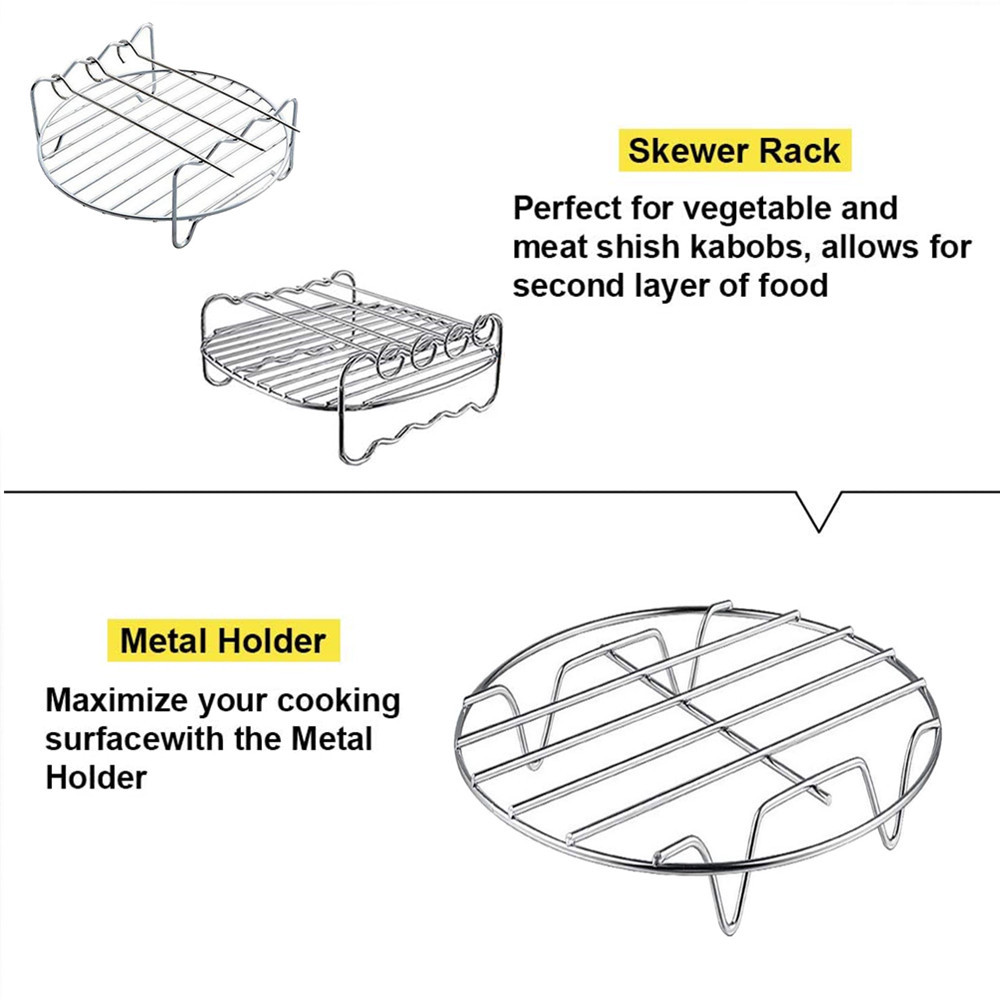 Accesorios de freidora de aire 2 piezas de acero inoxidable multi-barbacoa Parrilla de doble capa aguja en forma de G estante de vapor de una sola capa