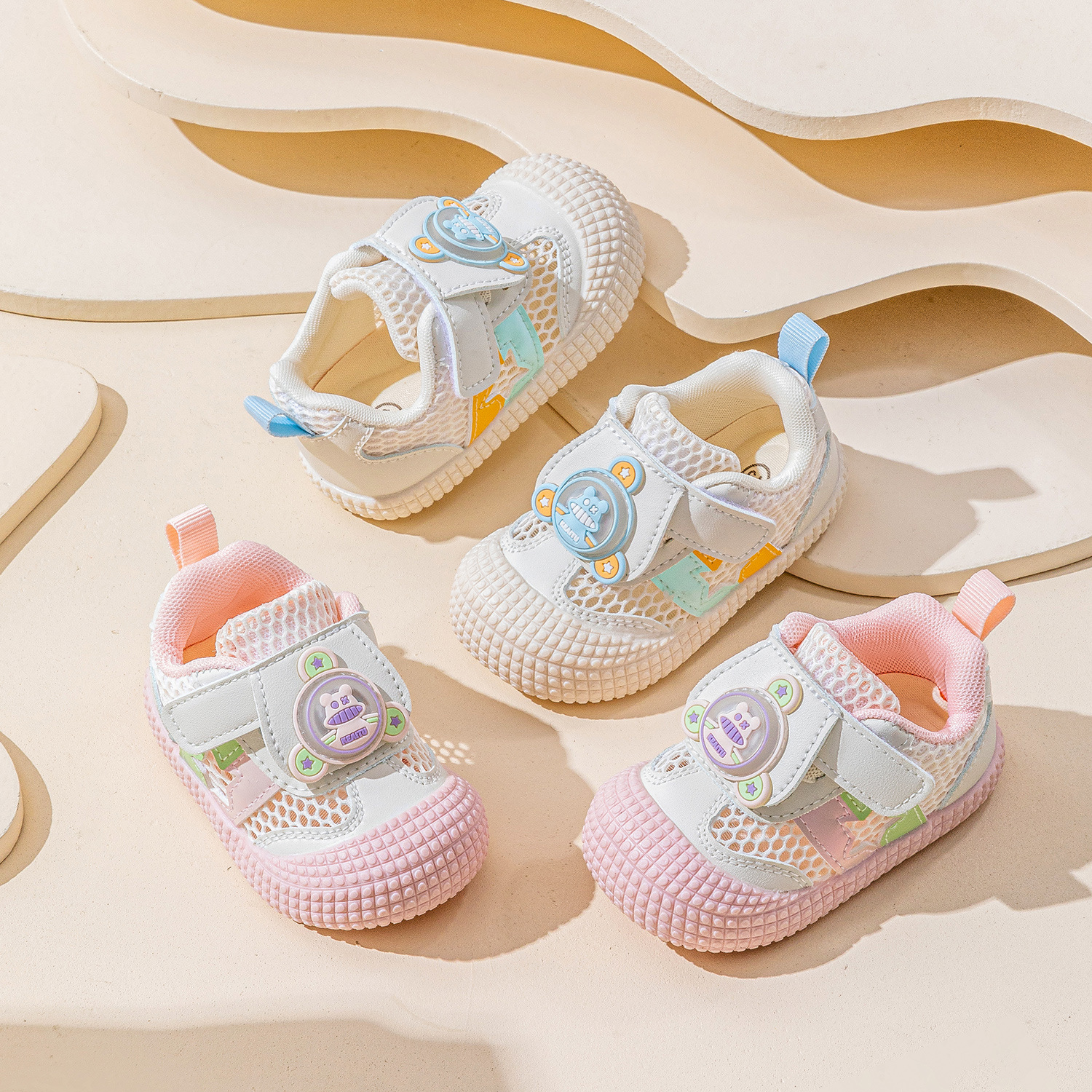 Spring New Baby Girl Toddler Shoes Colorful Lights Female Infant Non-slip Wear-resistant Shoes Men's Treasure Mesh Shoes Breathable Shoes