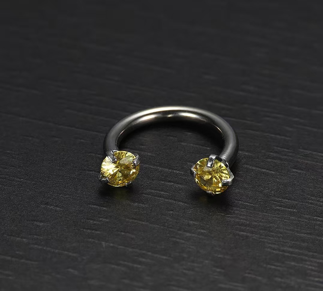 Cross-Border European And American C-Shaped Horseshoe Rod Zircon Ring Earrings Nose Stud Stainless Steel Piercing_voghion.com