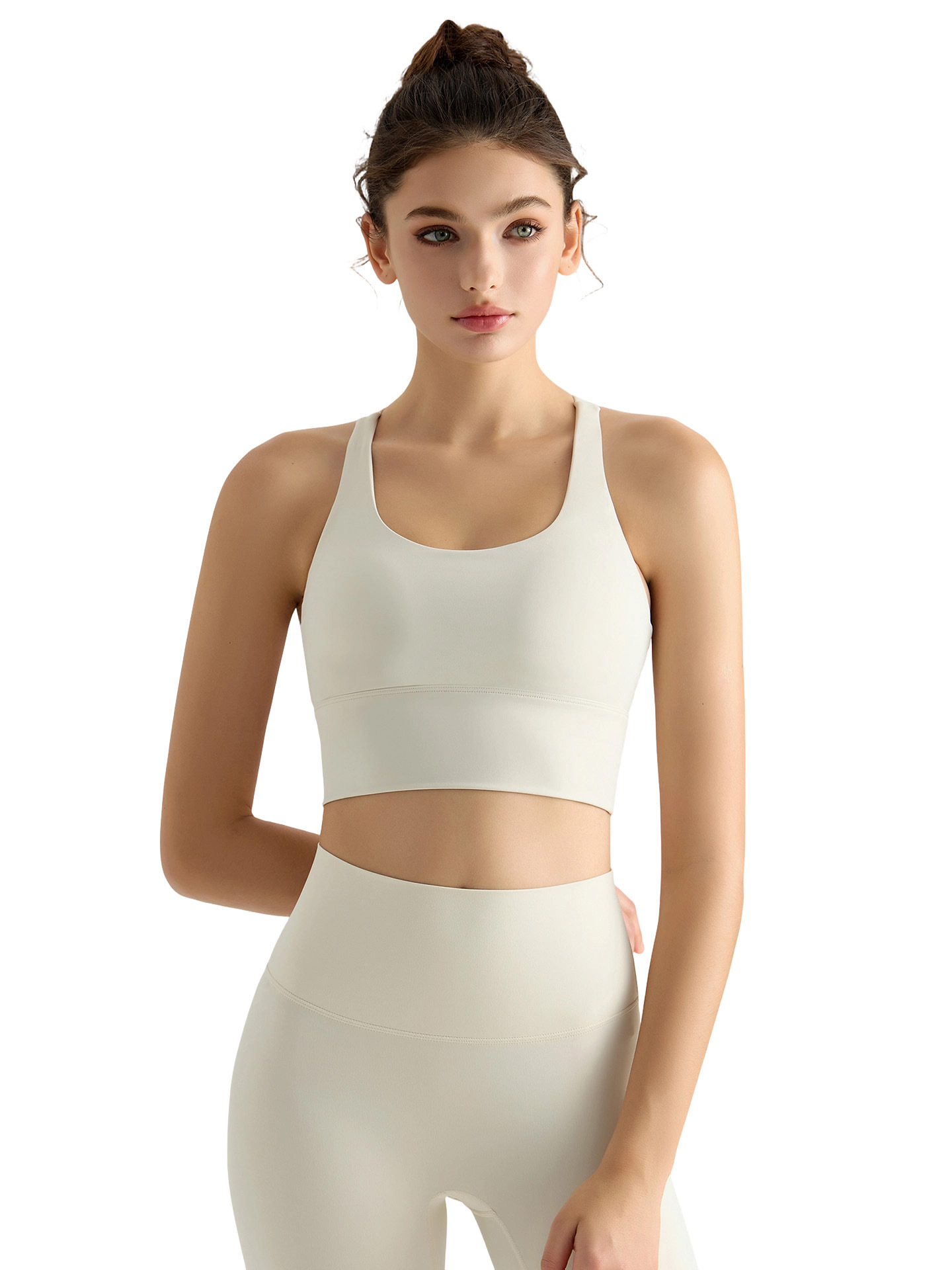 LAHN-Sujetador deportivo de yoga para mujer, estilo de chaleco, parte de atrás bonita, cruzada larga, parte de atrás bonita, copa sólida, envoltura de burbujas, ropa exterior para fitness