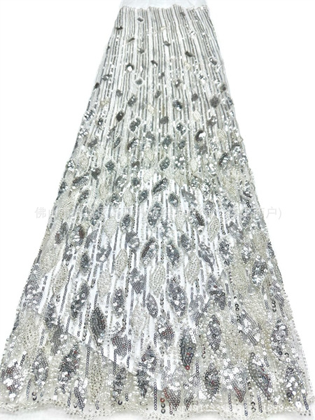 Fábrica directa tridimensional bolsas de perlas tubo bordado tela de alta gama vestido de boda moda cena vestido de tela