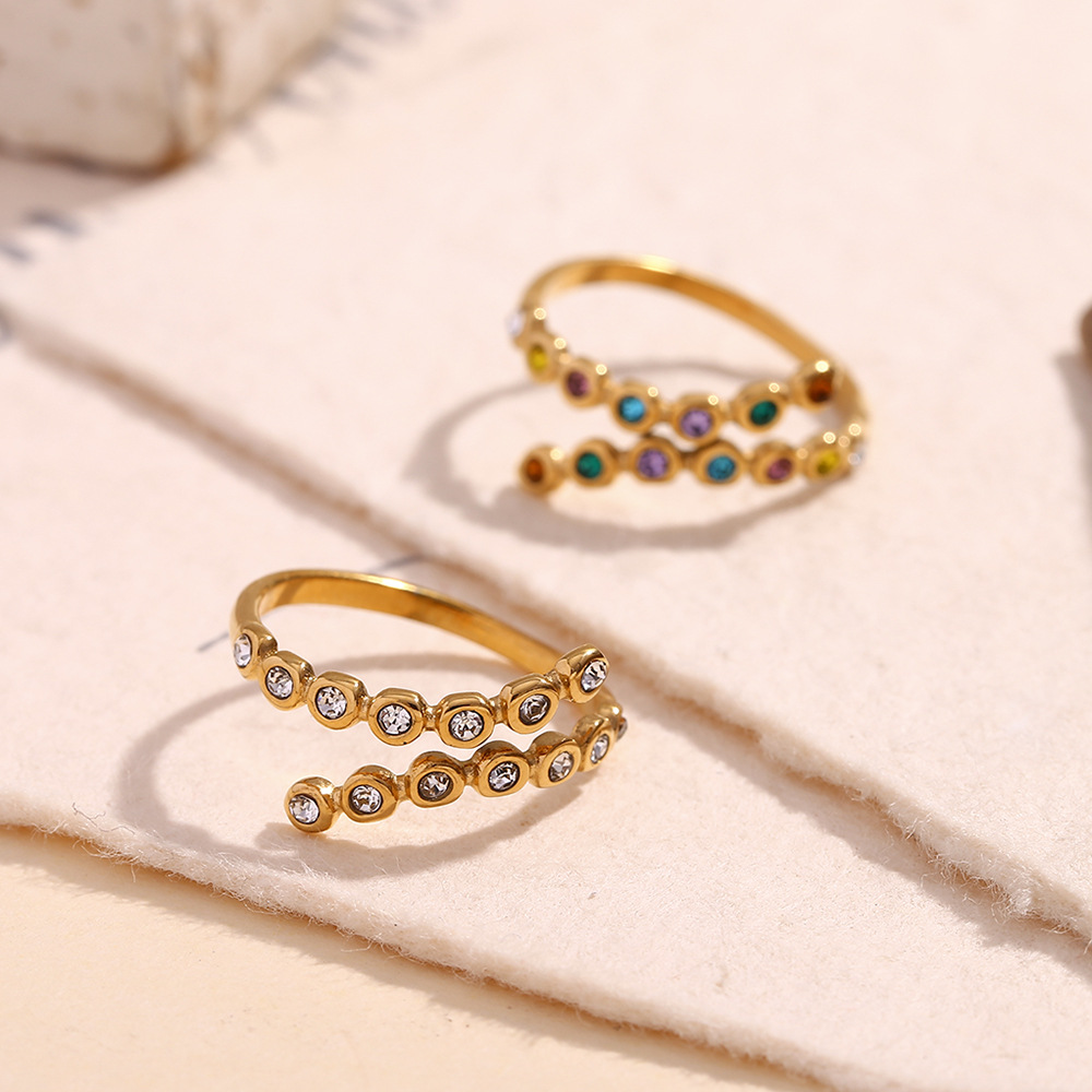 Micro-inlaid Rhinestone Stainless Steel Ring