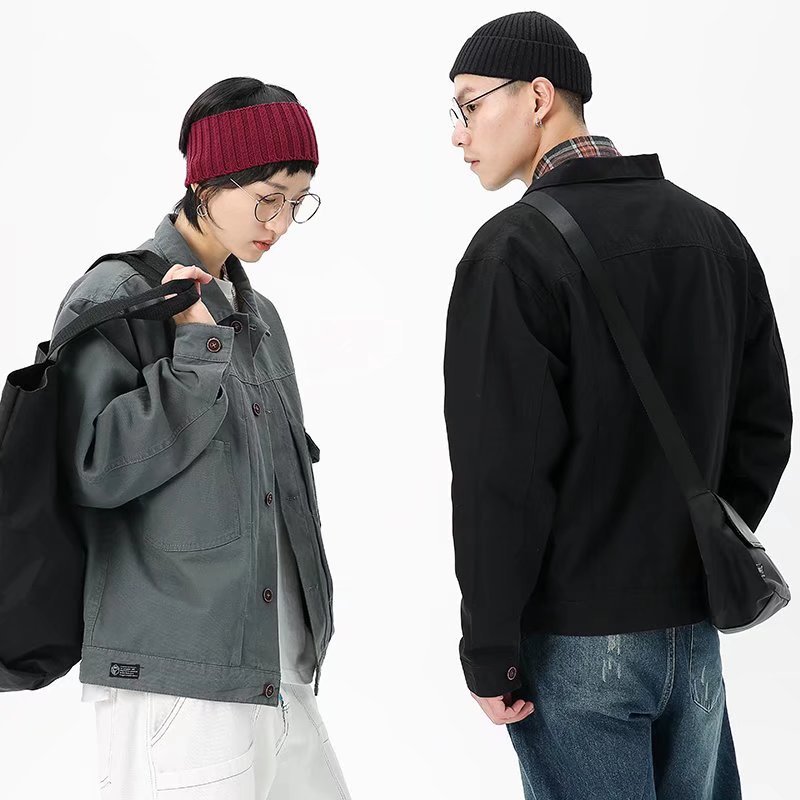 Chaqueta de trabajo de solapa vieja americana retro, chaqueta de hombre de moda, chaqueta casual juvenil de marca de moda de primavera y otoño, estudiante