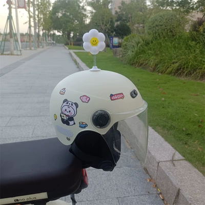 children 1-5 years old electric car Motosiklet kaskı (dəbilqə) - white-long-off-white-no-11-white-flower-1-5-years-old-ear-protection-jz