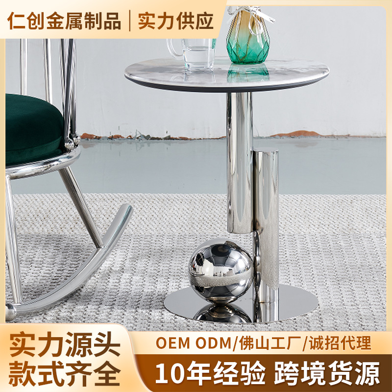 Italian Light Luxury Marble Coffee Table, High-End Slate Marble Corner Table, Oval Design, Living Room Home Tea Table