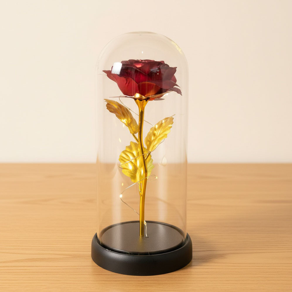 Flor inmortal de oro flor de vidrio de plástico decoración regalo de cumpleaños ceremonia de graduación Qixian día de San Valentín lámpara de noche