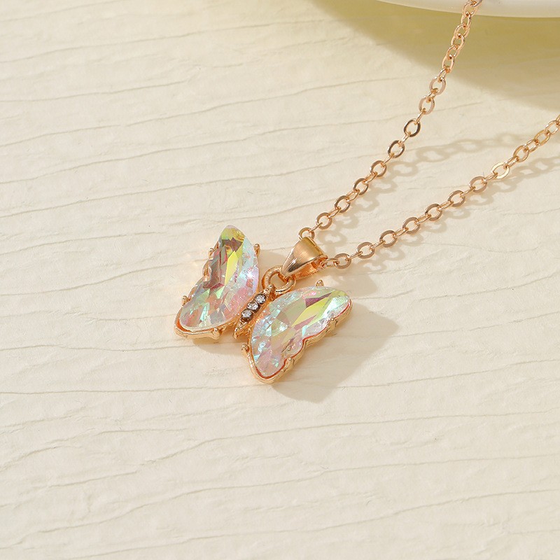 Ventas transfronterizas calientes coloridas 3 piezas de aretes collar anillo de moda europea y americana mariposa elegante collar de diamantes para mujeres image 14
