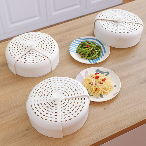 Cross-border wholesale kitchen meal rotating folding food cover for dining table household dustproof breathable anti-mosquito plastic dish cover