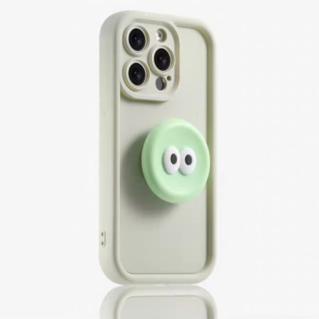 Estuche suave de color sólido simple INS para iPhone16ProMax Soporte de ojos grandes 14 Estuche para teléfono móvil Apple 15P 13