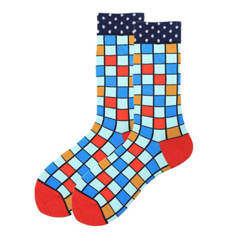 Popular Primavera, Otoño e Invierno moda media pantorrilla jacquard calcetines moda dibujos animados animal comida geométrica rayas fabricante