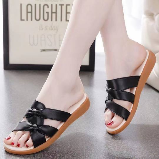 [Beef Tendon Bottom] New Summer Outing Ladies Slippers, Casual Mom Shoes, Lightweight Non-Slip Wear-Resistant Soft-Soled Sandals