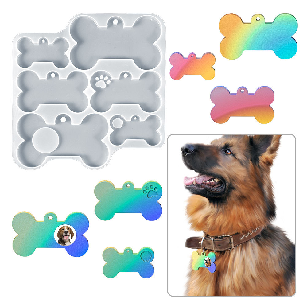 DIY cristal epoxi molde con agujero hueso mascota colgante simple silicona en stock