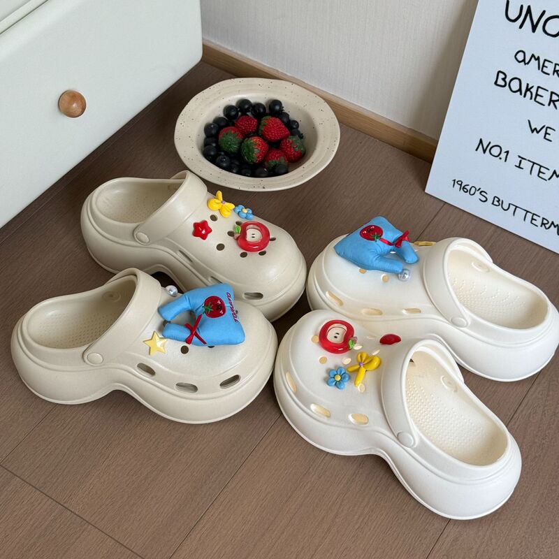 6.5cm Height-Increasing Clogs for Women, Thick-Soled Slimming Closed-Toe Slippers, Eva Summer Non-Slip Thickened Arch-Support Breathable Sandals