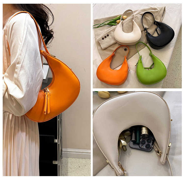 Koreanische Halbmondtasche 2024 Neue Modetasche Retro Internet Celebrity Beliebte einfache Handtasche Vielseitige Umhängetasche Großhandel_voghion.com