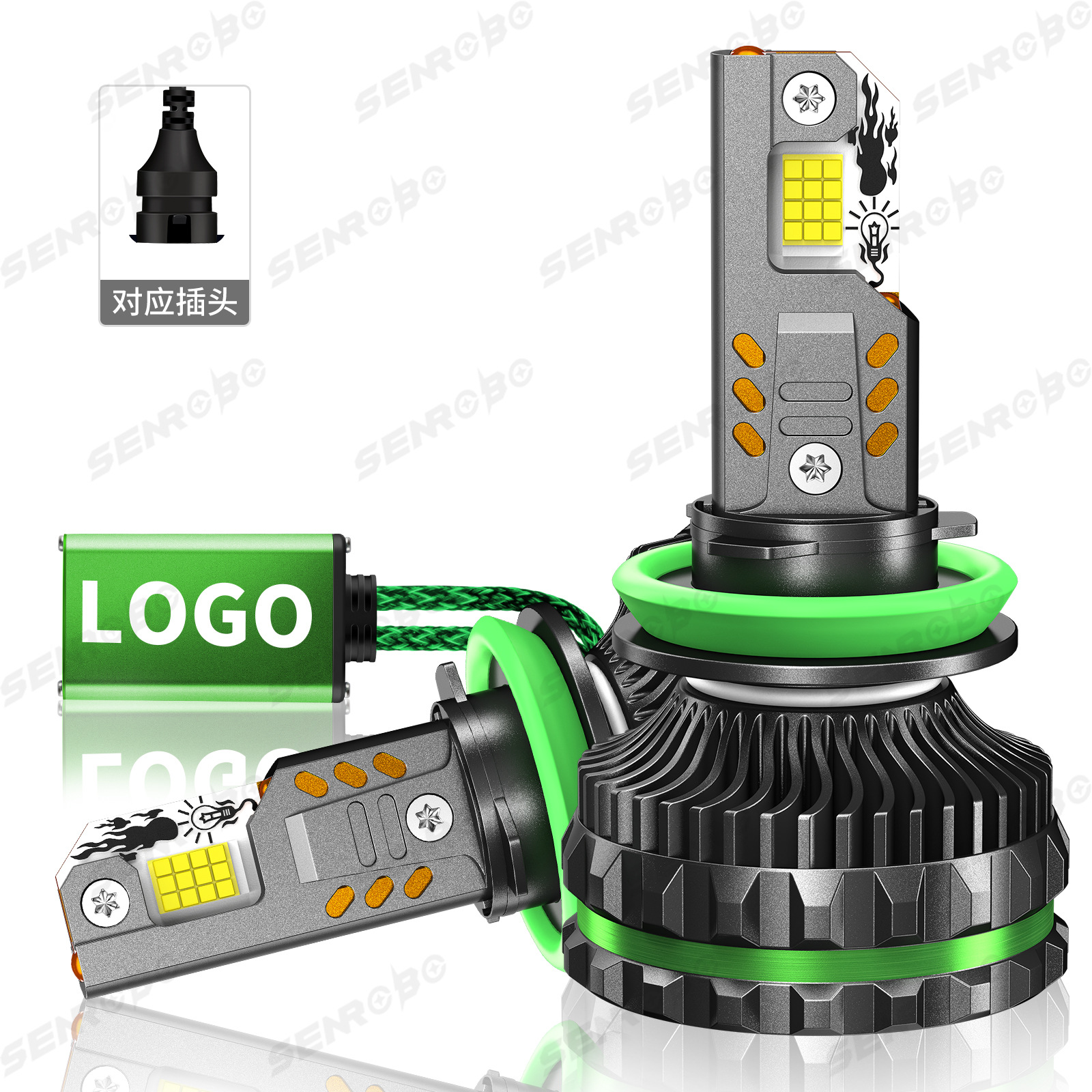 SENROBO nuevo 300W cuatro tubos de cobre coche de alta potencia faro led actualización modificada H1H7H4H11900