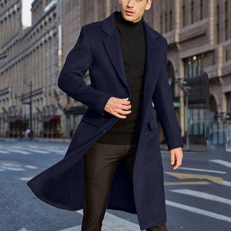demi-season woolen long trench coat English style