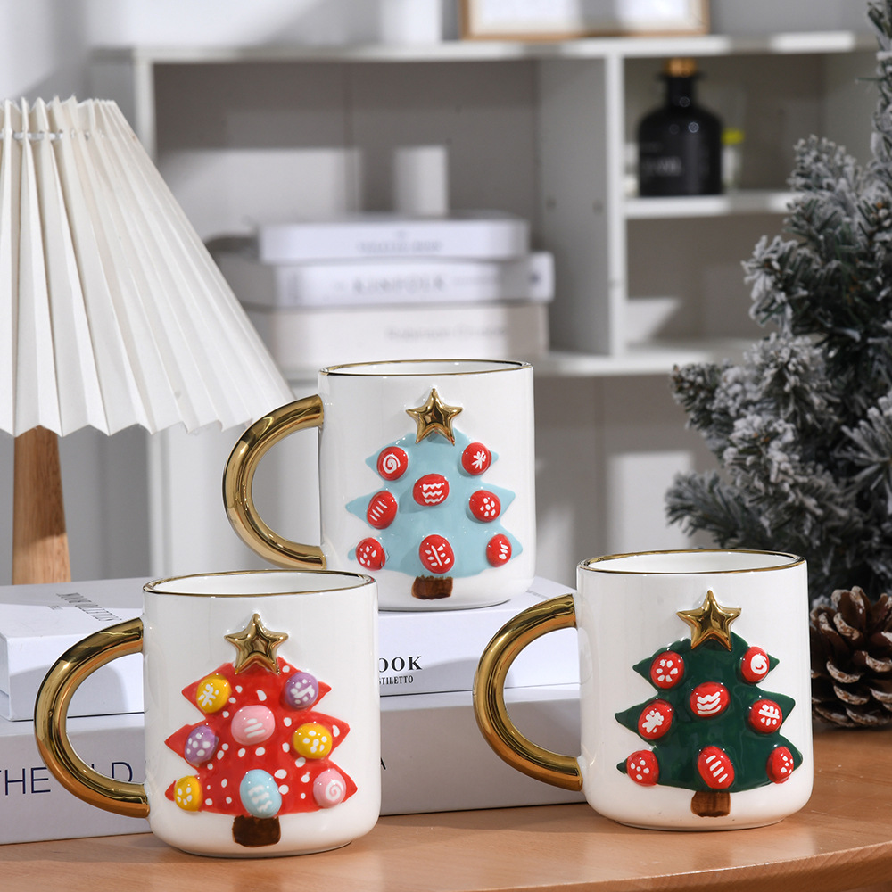 Cartoon ceramics Mug Christmas Water cup wholesale capacity glass household Drinking glass Breakfast Cup teacup