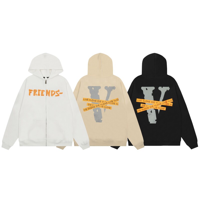 2024 Fall/Winter New V@LONE Tape Big V Letter Cardigan Hooded Sweatshirt Jacket Wholesale and Dropshipping Available