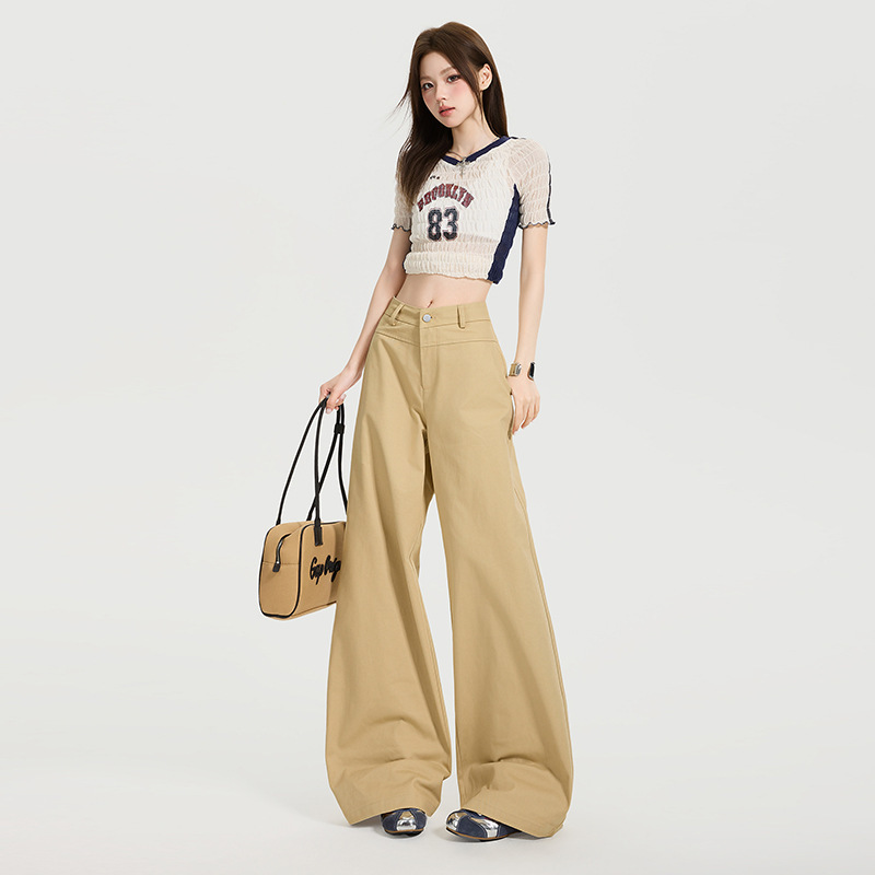 稚橘 # 美ラード復古カーキ色ワイドレギンス|undefined