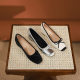 796-2 xiangfeng shallow square flat shoes new bow color matching low heel shoes commuter women's shoes