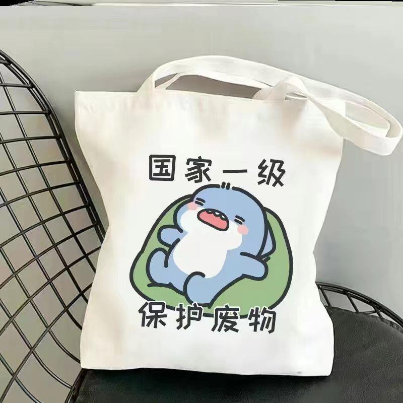 卡通学生帆布包上课可装书小众设计感单肩包女大容量ins百搭手提|undefined