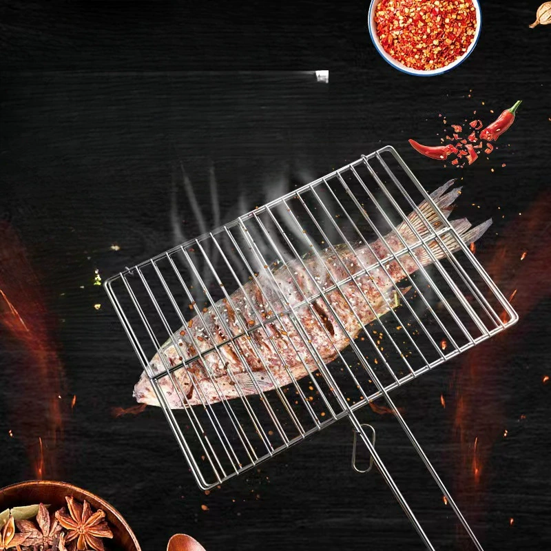 Зажим для барбекю из нержавеющей стали жареные рыбные клипы Коммерческий грубая жареная овощная пощечка лук-порей фанерная сетка гриль инструмент для барбекю