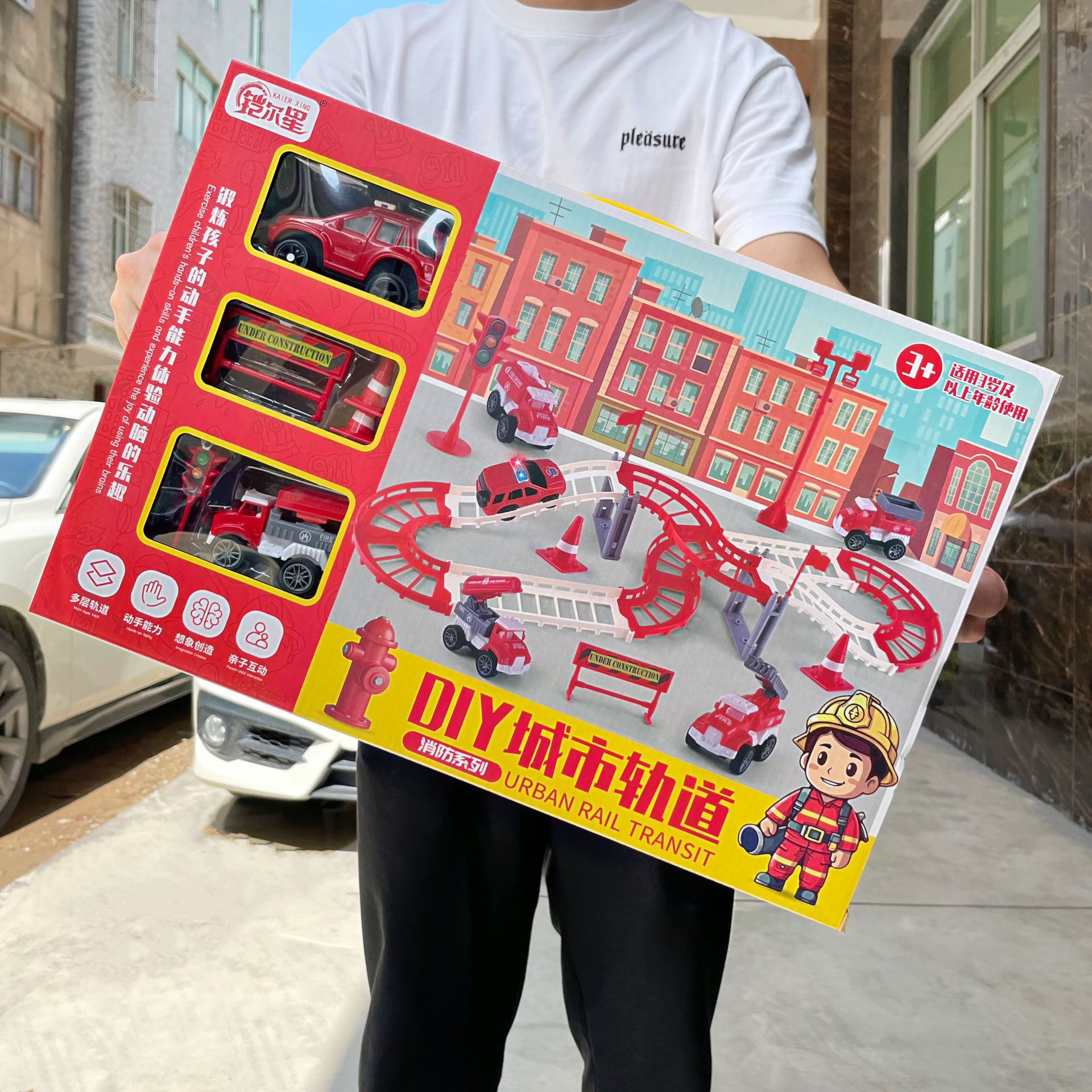 Juego de coche de juguete para estacionamiento de pista de catapulta de rompecabezas para niños