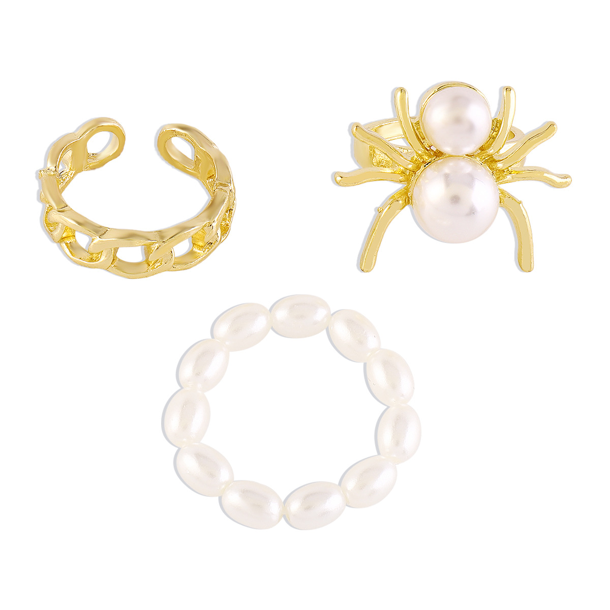 Fashion Female Simulated Pearl Creative Chain Spider Alloy Ring display picture 6