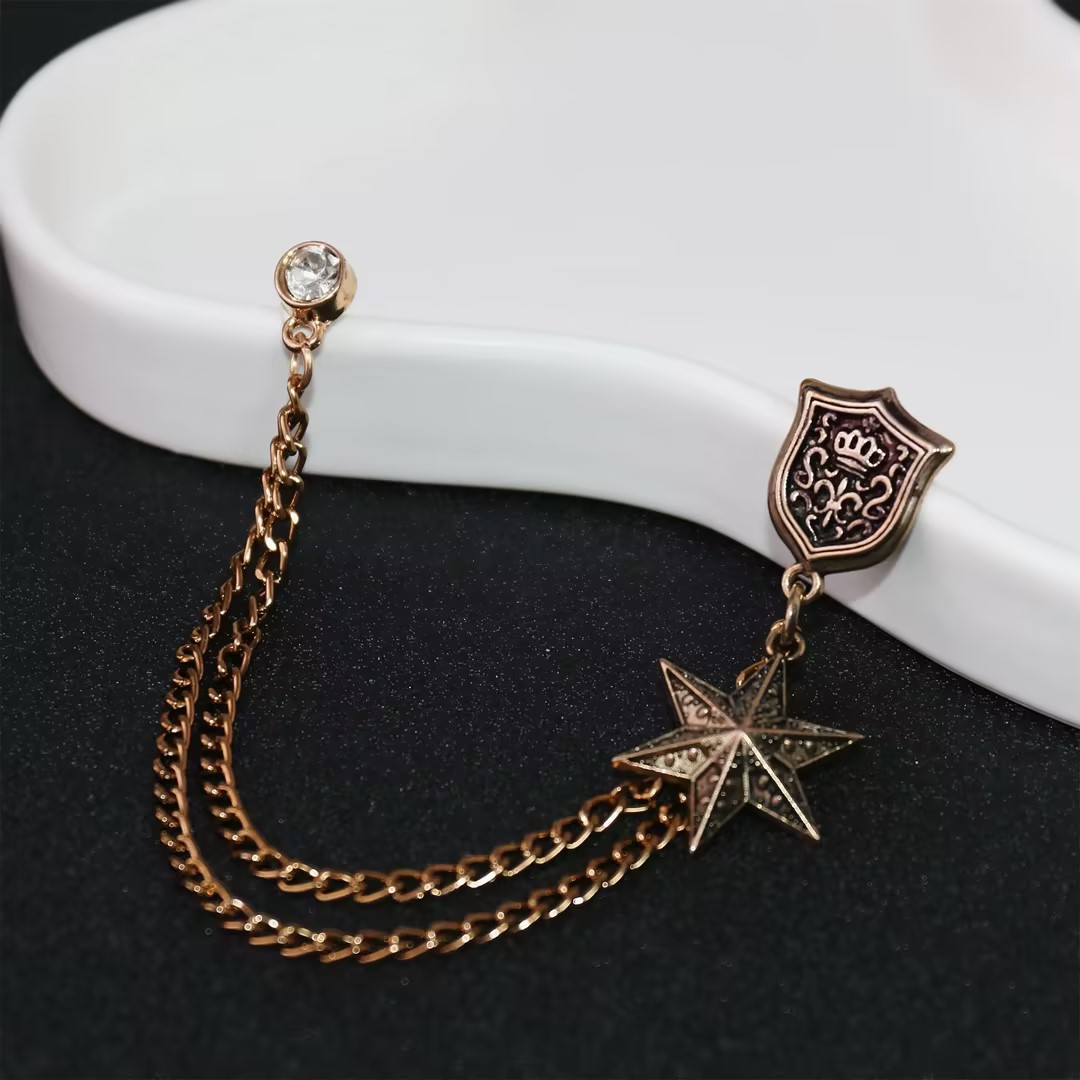 Korean style suit brooch chain wholesale tassel suit badge accessories trendy children's new children's corsage gentleman accessories