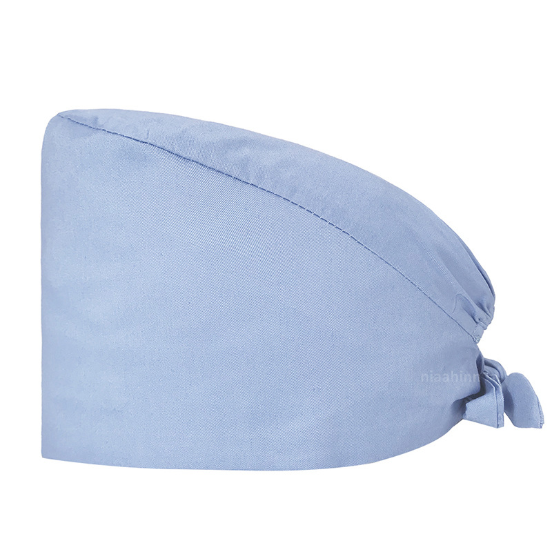 Gorro de Médico de Color Sólido en Poliéster y Algodón, Gorro Médico con Bordado de ECG, Gorro de Trabajo para Cola de Caballo Corta, Gorro Floral en Stock