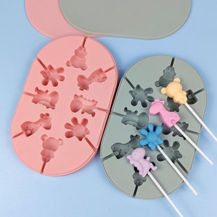 Oval lollipop candy mold dinosaur giraffe bear animal modeling candy silicone mold in stock