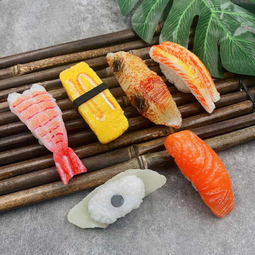 Creative simulated food 3D three-dimensional Japanese sushi refrigerator magnet salmon series strong magnet decorative message sticker