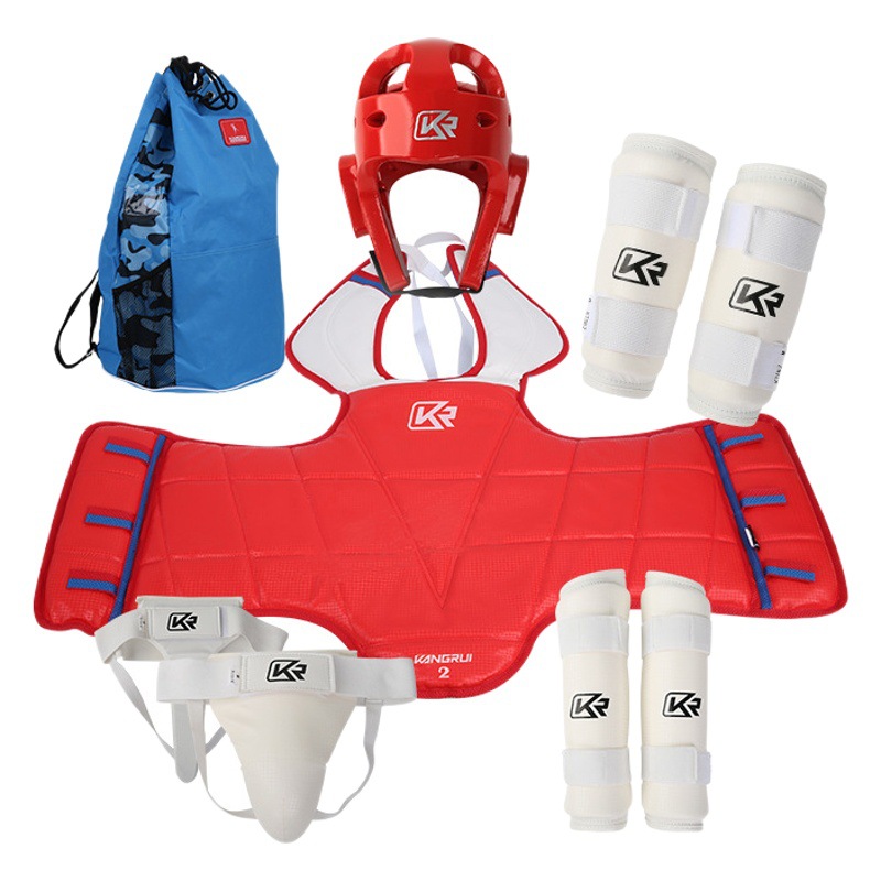 Cruz-frontera kgrui taekwondo protección engranaje conjunto de cinco piezas transpirable resistente al desgaste pu niños adultos equipo de fitness conjunto completo de equipo de protección